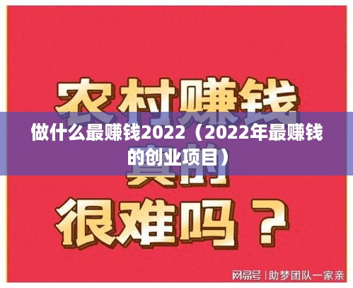 做什么最赚钱2022（2022年最赚钱的创业项目）