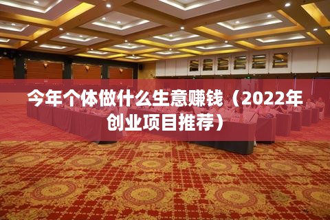 今年个体做什么生意赚钱（2022年创业项目推荐）