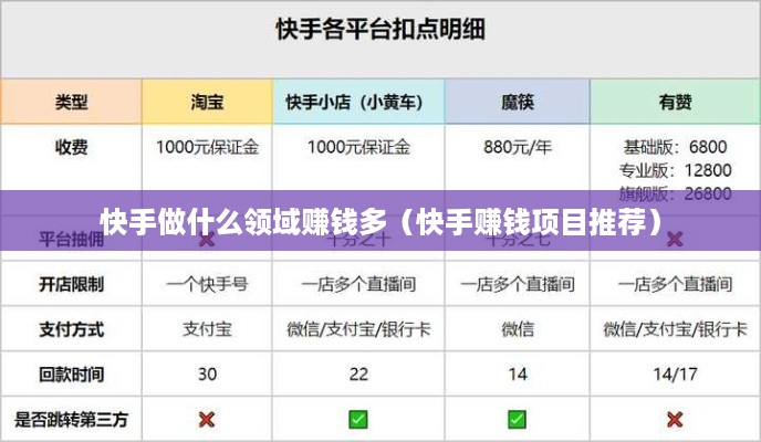 快手做什么领域赚钱多（快手赚钱项目推荐）