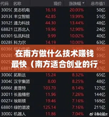 在南方做什么技术赚钱最快（南方适合创业的行业分析）