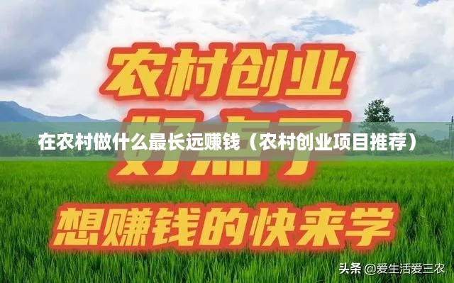 在农村做什么最长远赚钱（农村创业项目推荐）