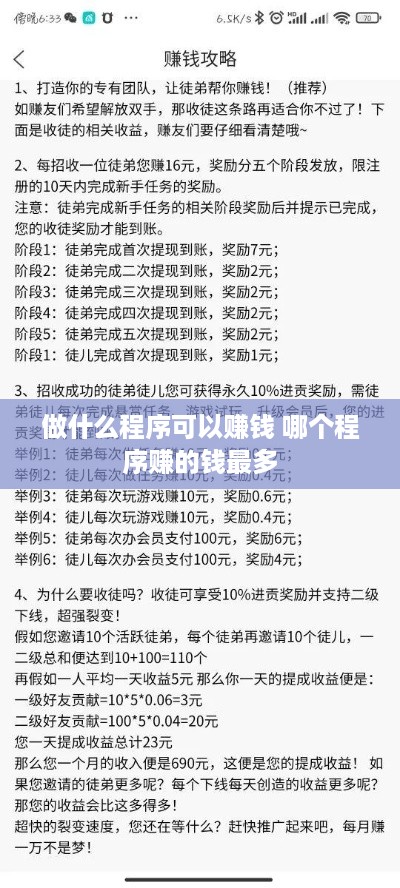 做什么程序可以赚钱 哪个程序赚的钱最多