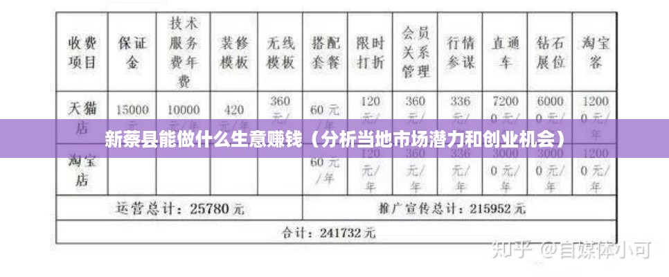 新蔡县能做什么生意赚钱（分析当地市场潜力和创业机会）